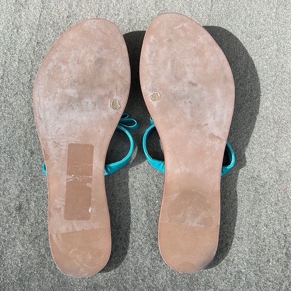 Like New Tory Burch Turquoise Slides Size 8.5 - Picture 6 of 7